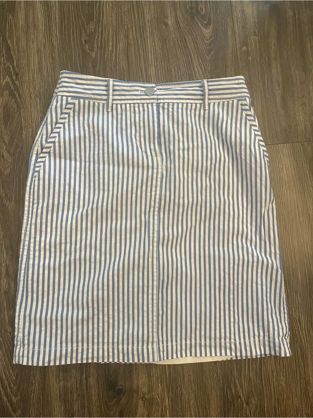 Talbots Blue and White Striped Cotton Pencil Skirt